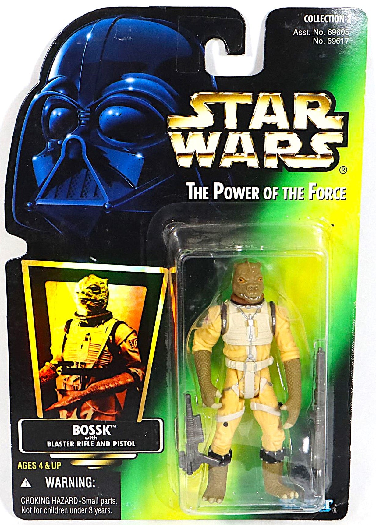 hasbro star wars 3.75 inch action figure bossk bounty hunter the empire strikes back green card holosticker