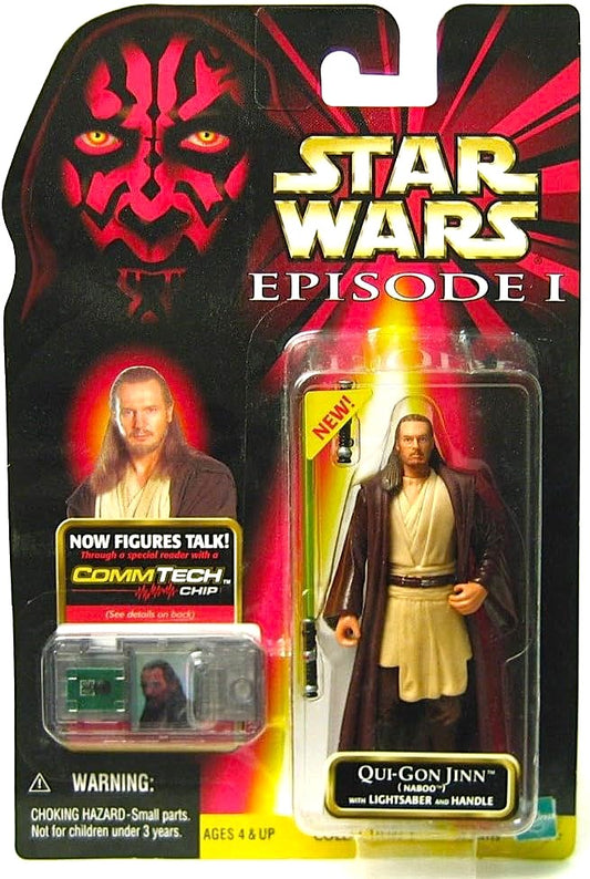 hasbro star wars episode I qui-gon jinn 1:8 scale action figure naboo commtech chip