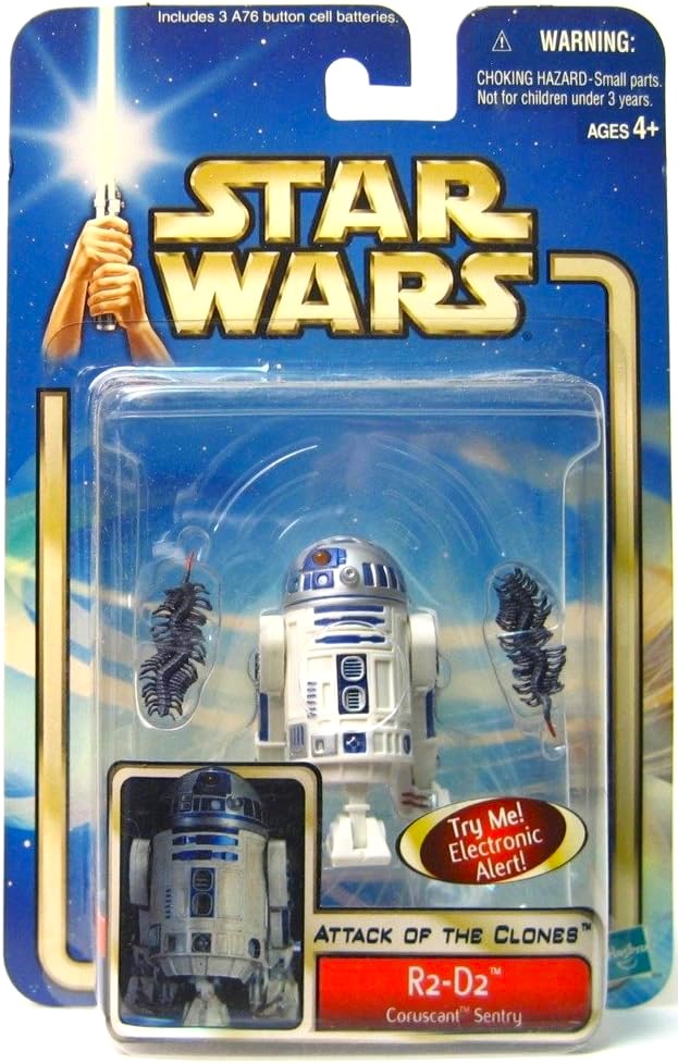 hasbro star wars 3.75 inch action figure r2-d2 coruscant sentry attack of the clones 2002 blue saga