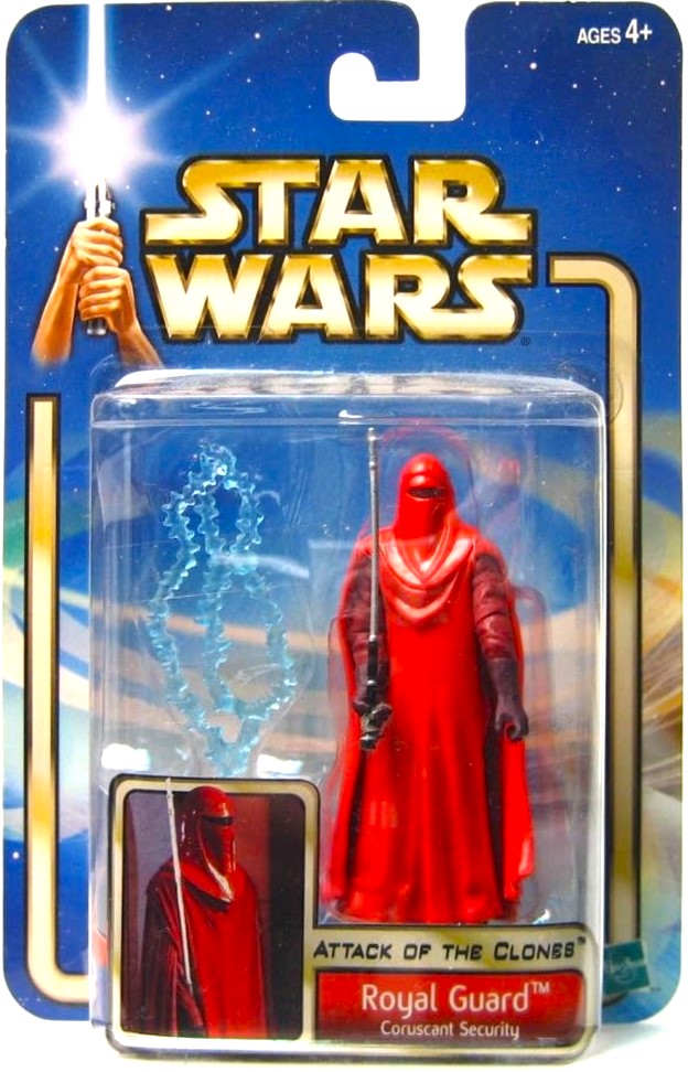 star wars attack of the clones royal guard blue saga card coruscant security hasbro action figure