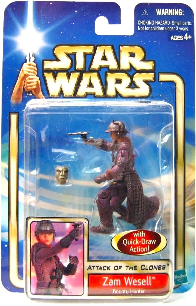 hasbro star wars 3.75 inch action figure zam wesell attack of the clones coruscant bounty hunter 