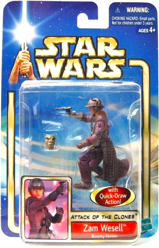 hasbro star wars 3.75 inch action figure zam wesell attack of the clones coruscant bounty hunter 