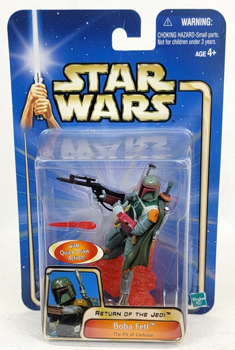 hasbro star wars 2002 blue saga boba fett pit of carkoon return of the jedi 3.75 inch action figure 