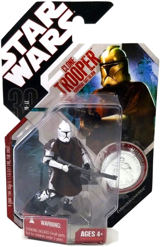 hasbro star wars 1:18 action figure hawkbat battalion clone trooper expanded universe 30th anniversary collector coin