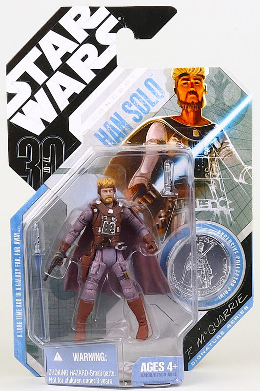 hasbro star wars ralph mcquarrie concept han solo figure 30th anniversary collector coin 1:18