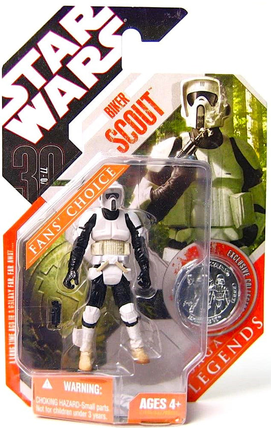 hasbro star wars 30th anniversary collection biker scout return of the jedi endor silver collector coin 1:18