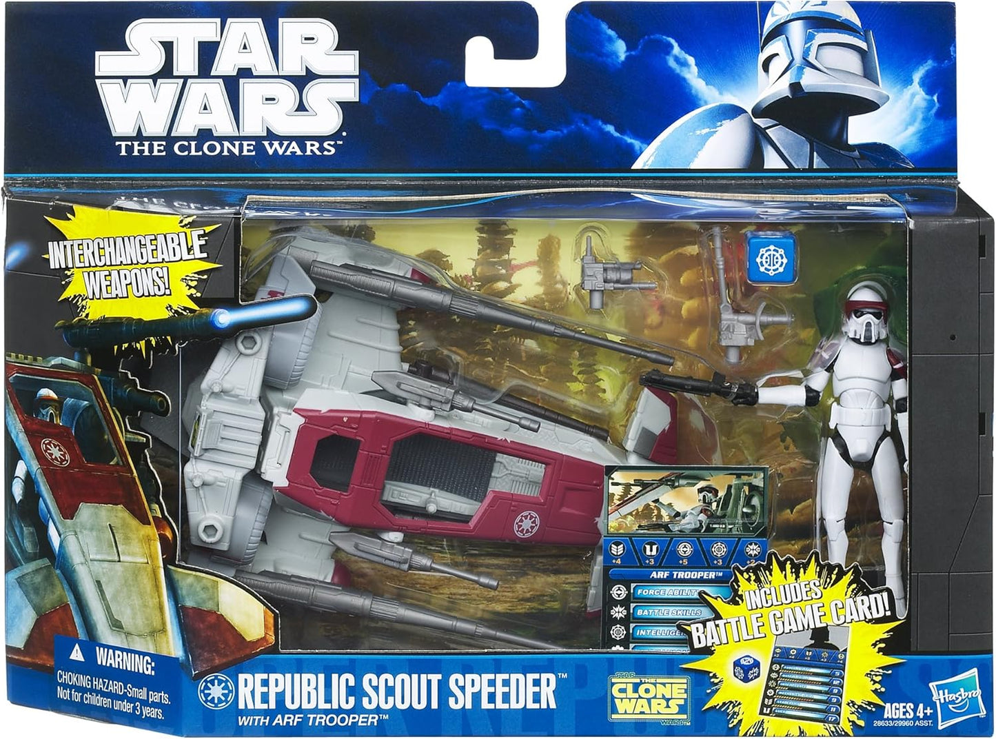 hasbro star wars 3.75 inch action figure the clone wars republic scout speeder ARF trooper galactic battle game 