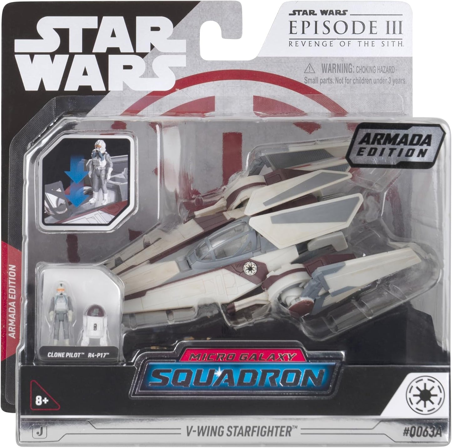 jazwares star wars micro galaxy squadron series 8 v-wing starfighter armada edition clone pilot r4-p17 micro figures