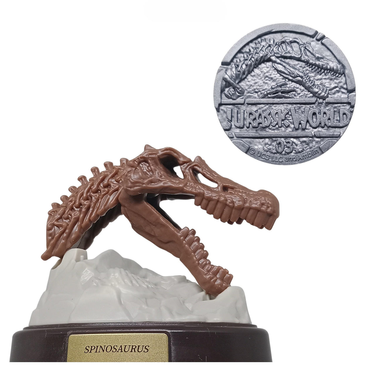blokees jurassic world model kit terraventure dinosaur egg packaging spinosaurus skeleton F-05 collector coin