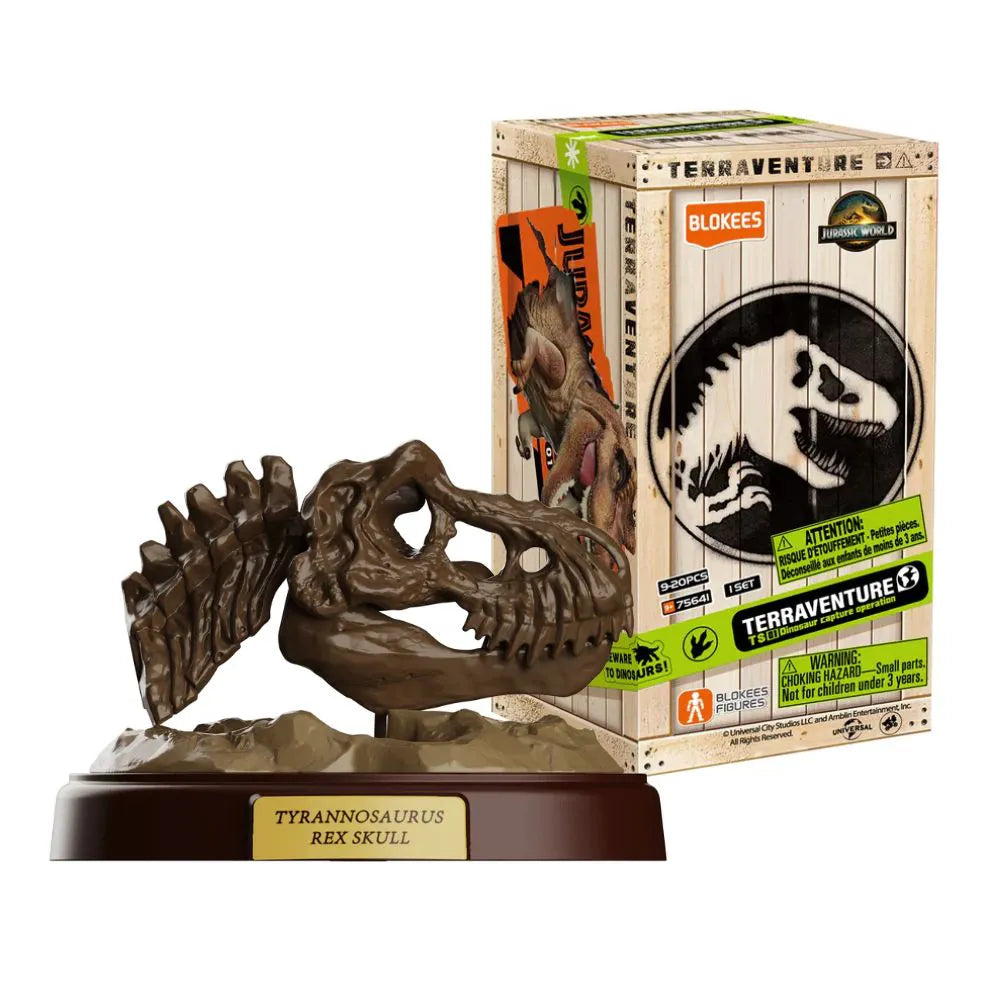 blokees jurassic world terraventure series 1 action figure t rex skeleton model kit  