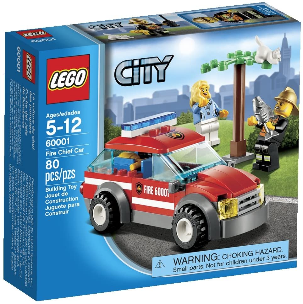 lego city 60001 fire chief car building blocks plastic bricks