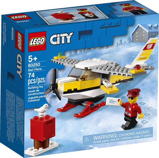 lego city 60250 mail plane minifigure pilot mailman building toy
