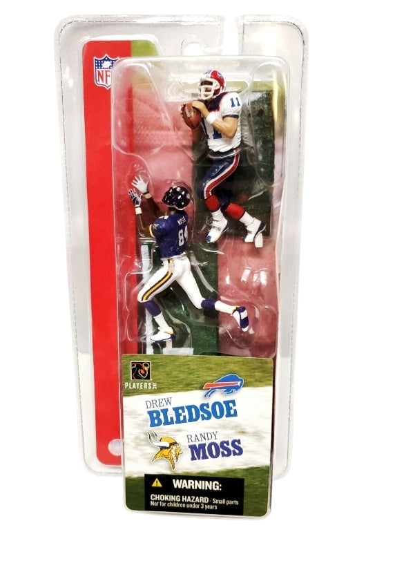 nfl sportspicks mcfarlane toys mini 3 inch sports figure collectible drew bledsoe randy moss buffalo bills minnesota vikings