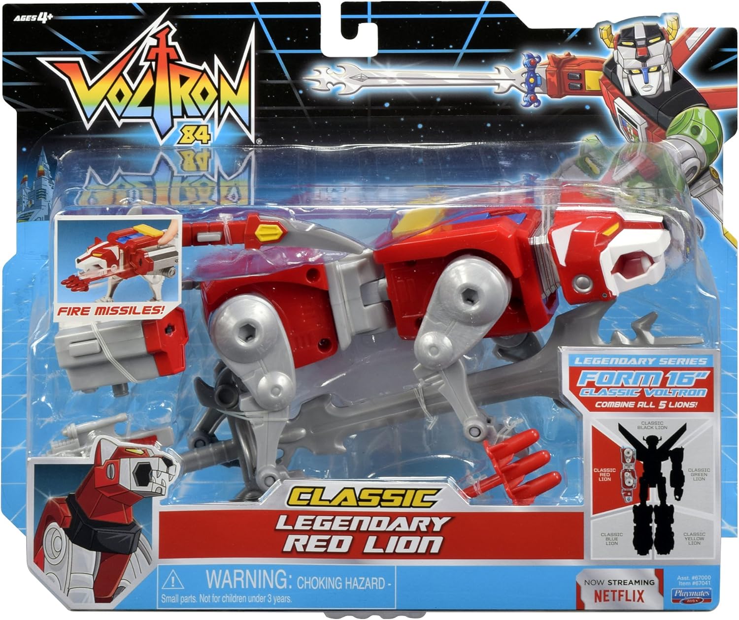 playmates classic 1984 voltron red lion blazing sword 